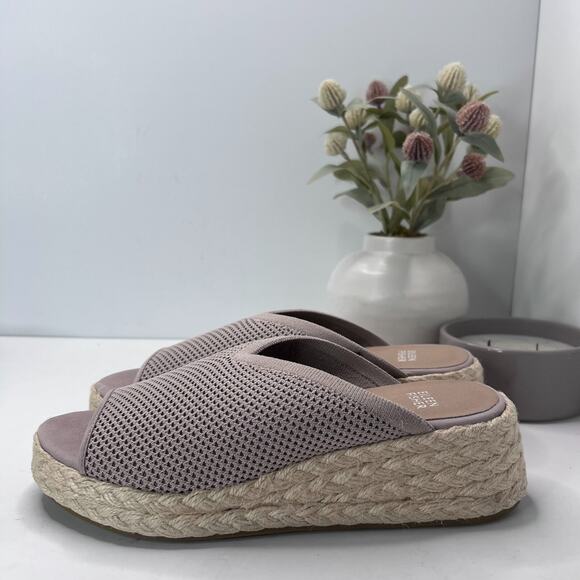 Eileen Fisher Tali Recycled Stretch Knit Espadrille Wedge Sandals Tan Women's 10 - Picture 2 of 10